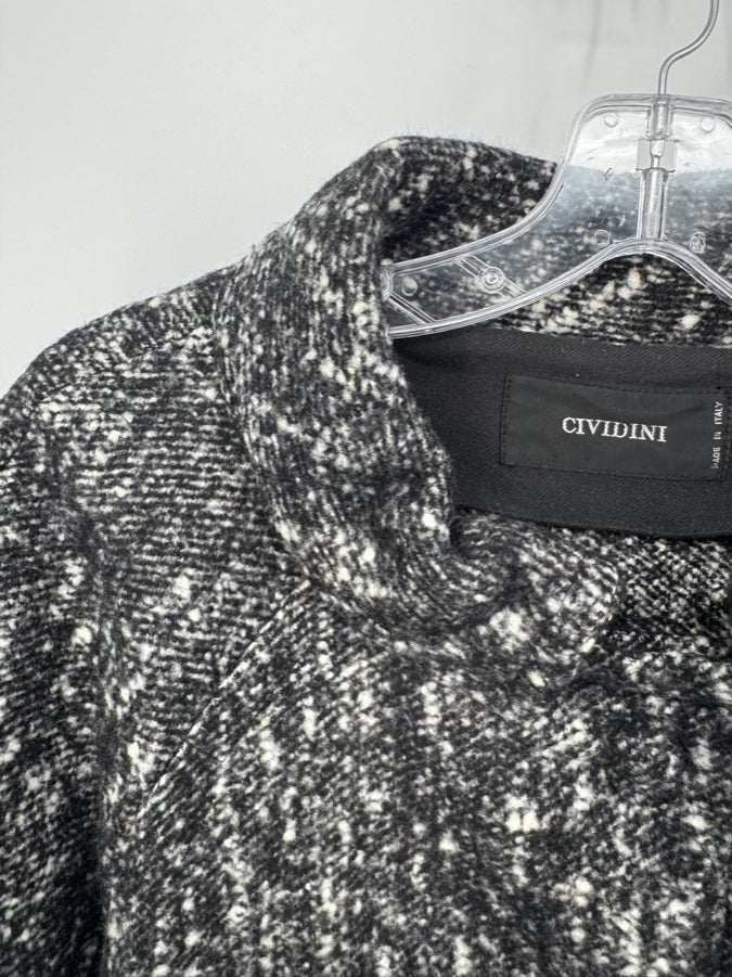 CIVIDINI Size 46 Black & Gray Wool Blend Coat