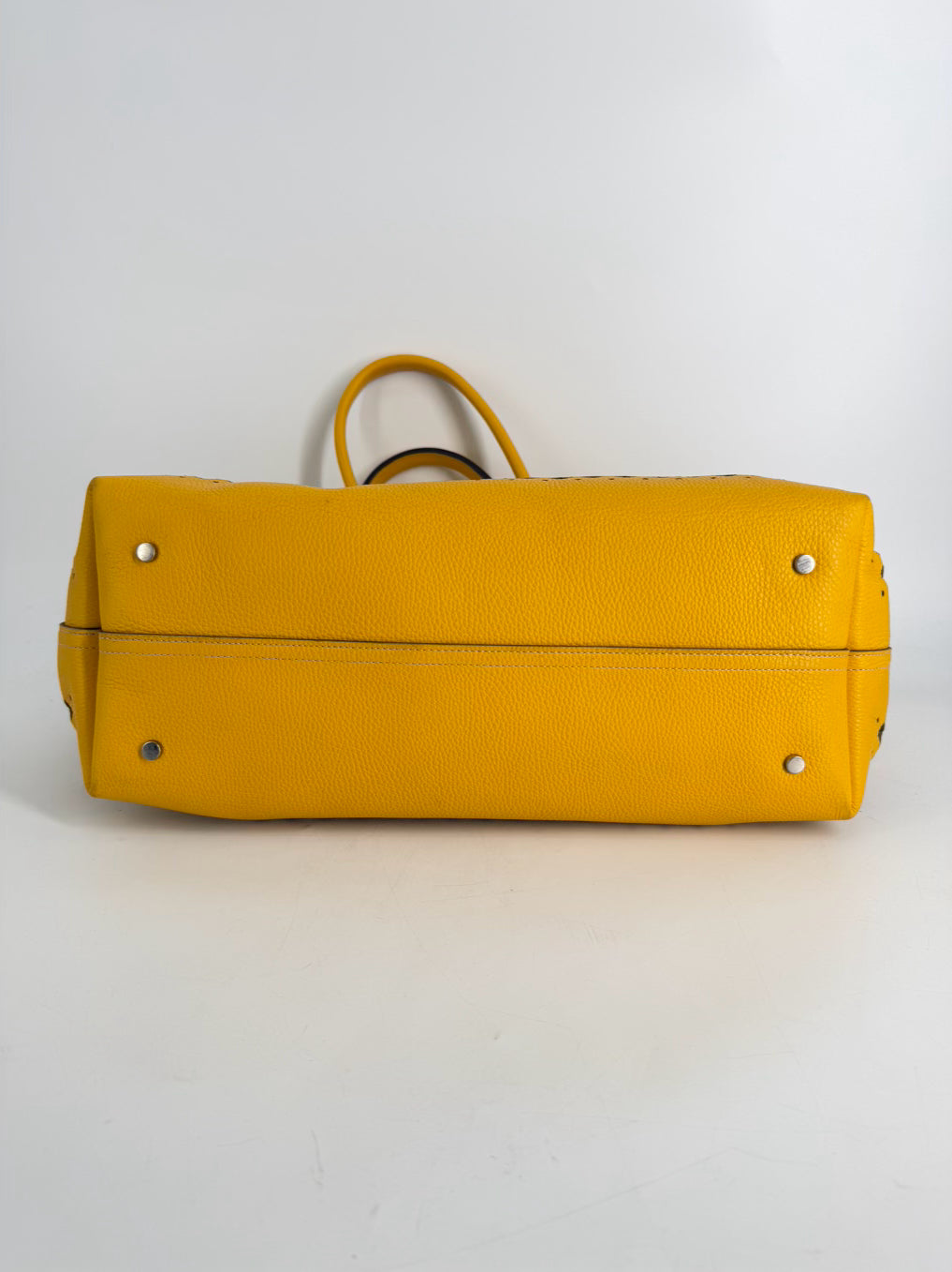 SUAREZ Yellow Leather Laser Cut Tote Bag