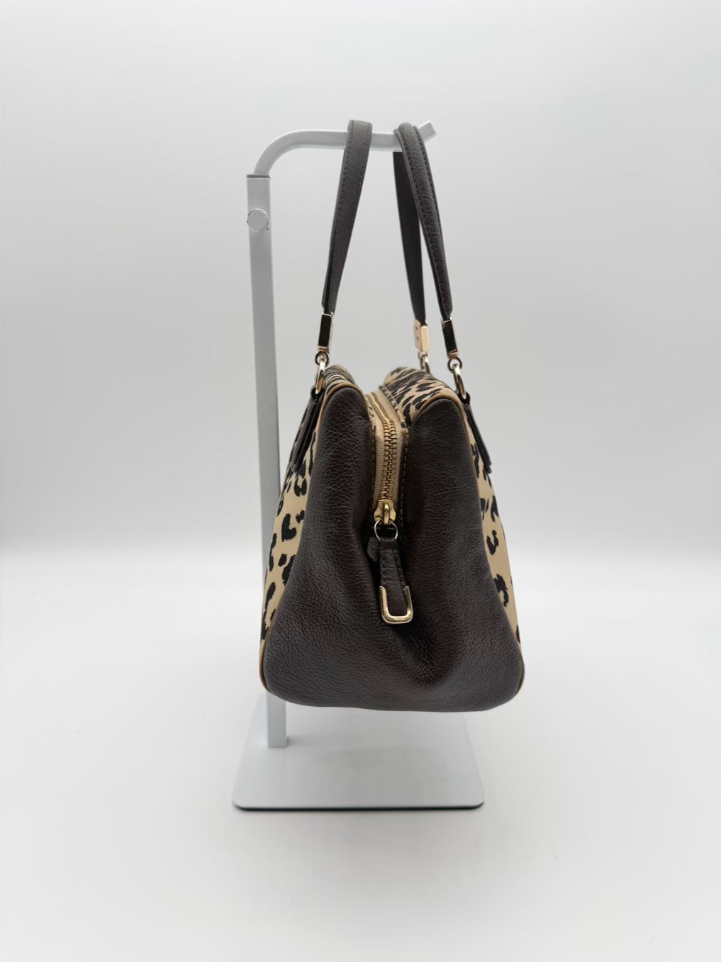 COACH Brown & Black Nylon Animal Print Purse