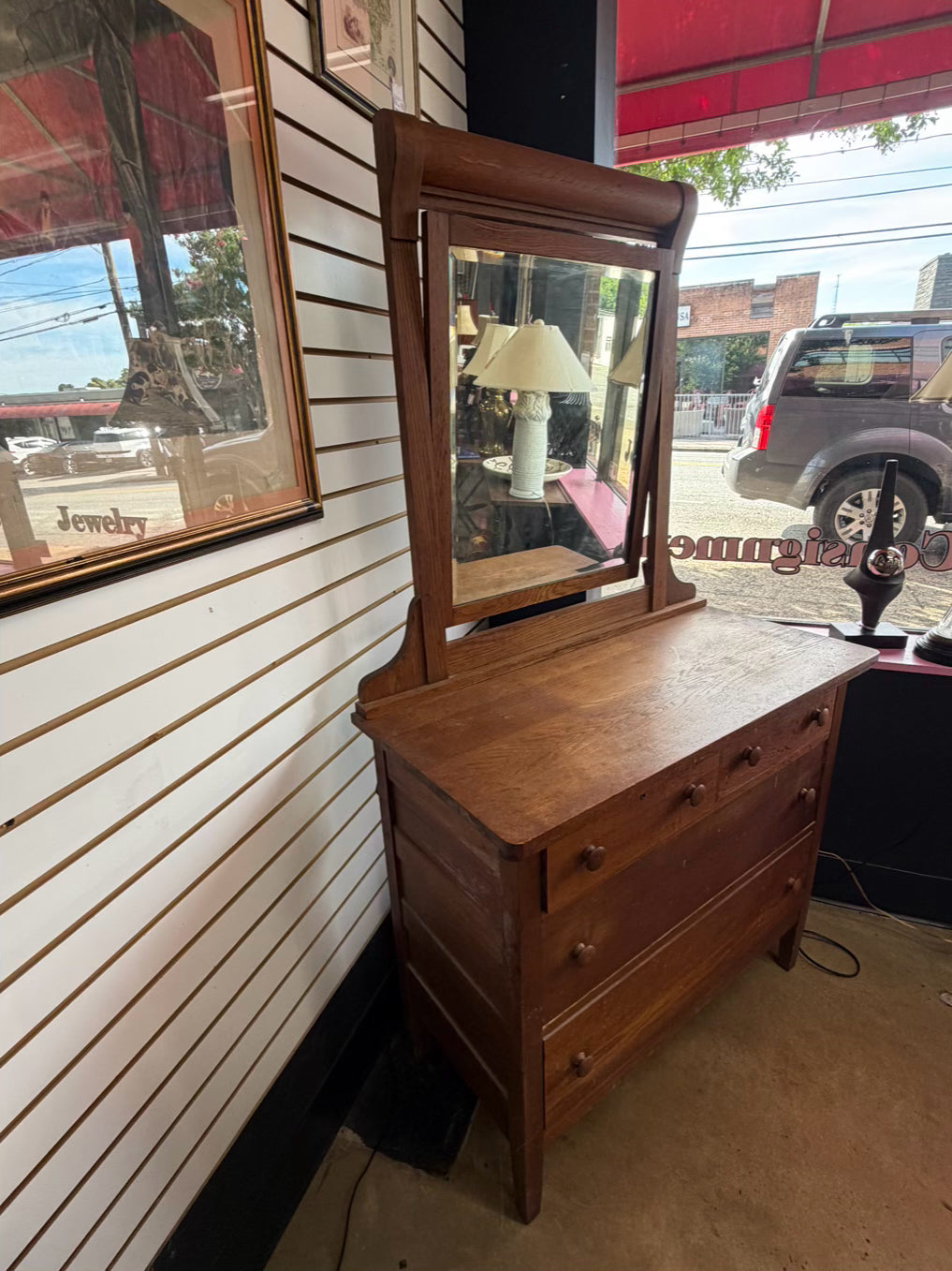 VINTAGE Light Oak Dresser w/ Mirror