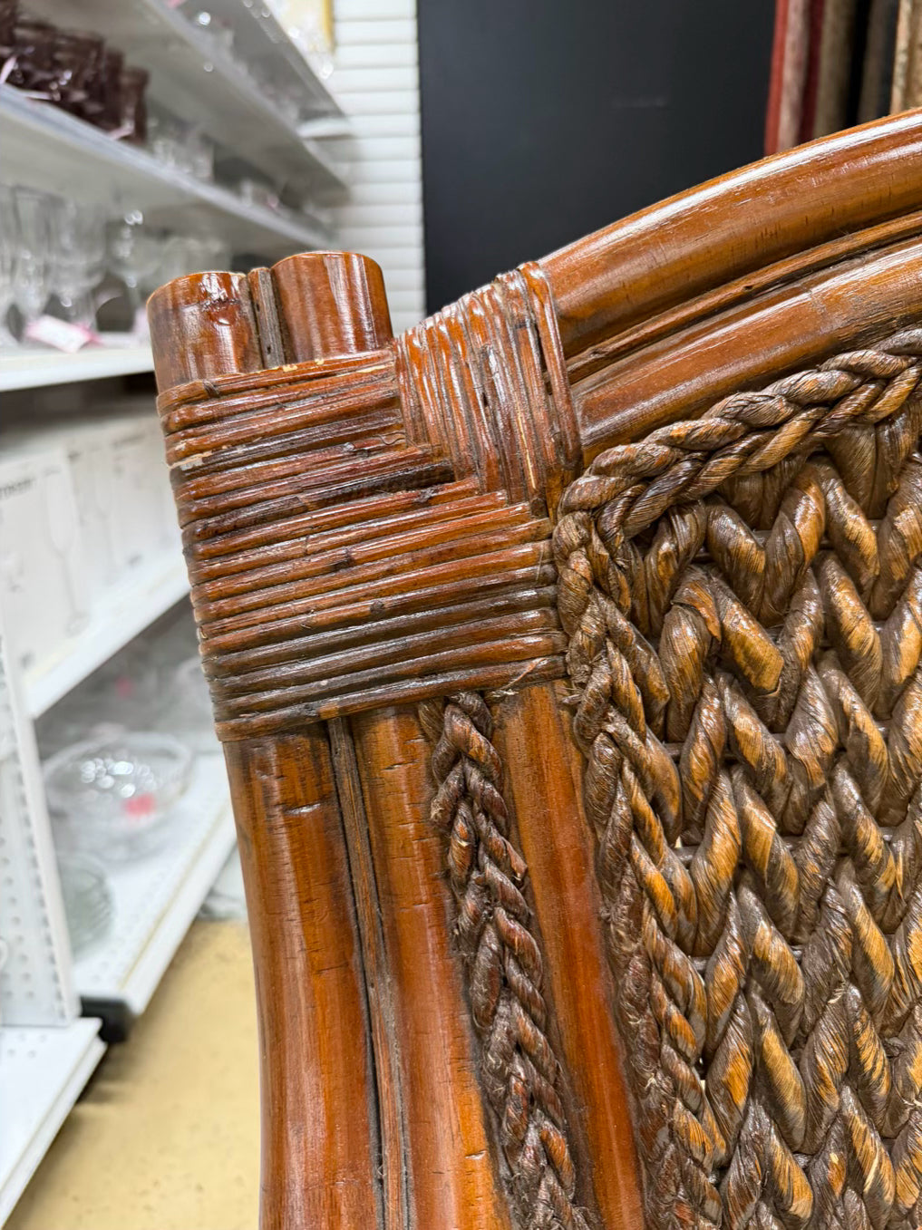 Brown Rattan Woven Outdoor Chair w/ Cushion