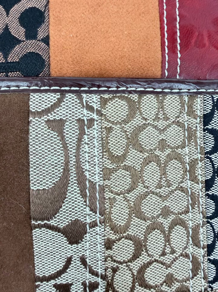 COACH Brown & Red Leather Patchwork Crossbody Bag