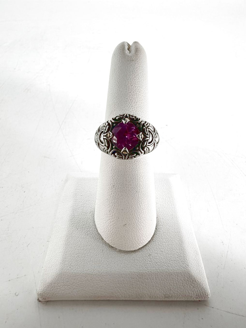 ROBERT MANSE  STERLING SILVER & 18K Pink Topaz Look Bali Style Round Ring
