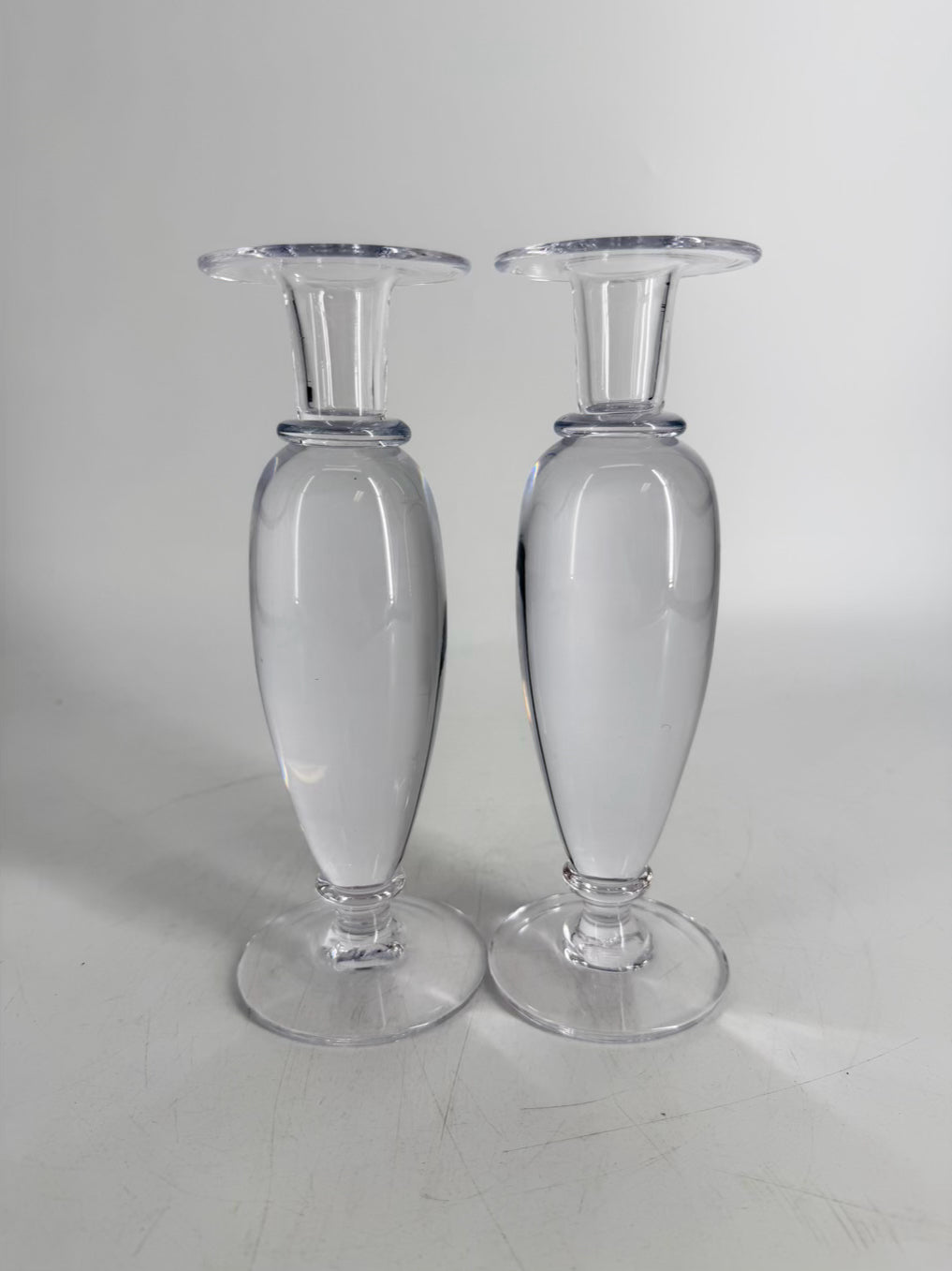 SIMON PEARCE Clear Glass Pair Of Candleholders