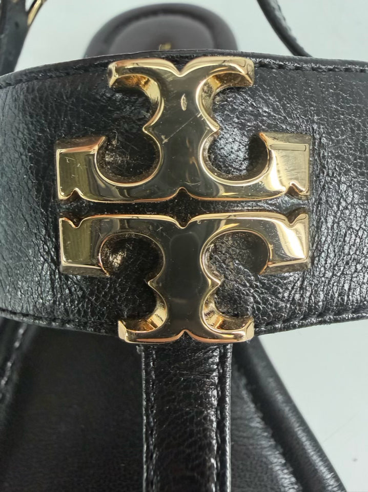 TORY BURCH Size 7 Black Leather Sandals