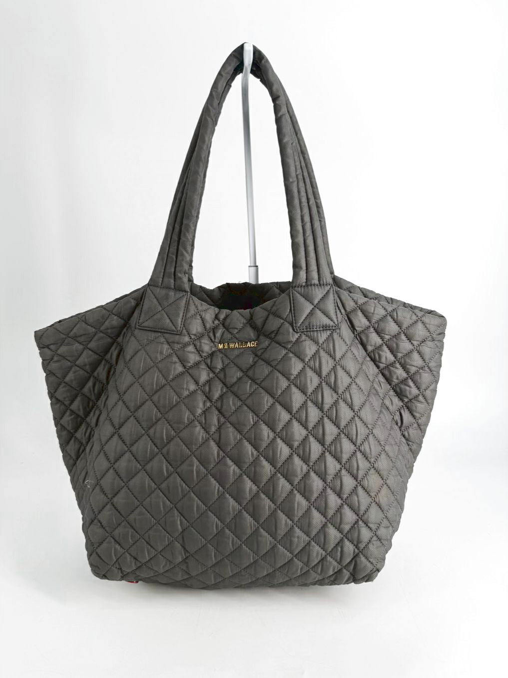 MZ WALLACE Gray Nylon Quilted Tote Bag