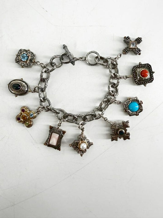 STERLING SILVER & Mixed Metal Cna Charm Bracelet