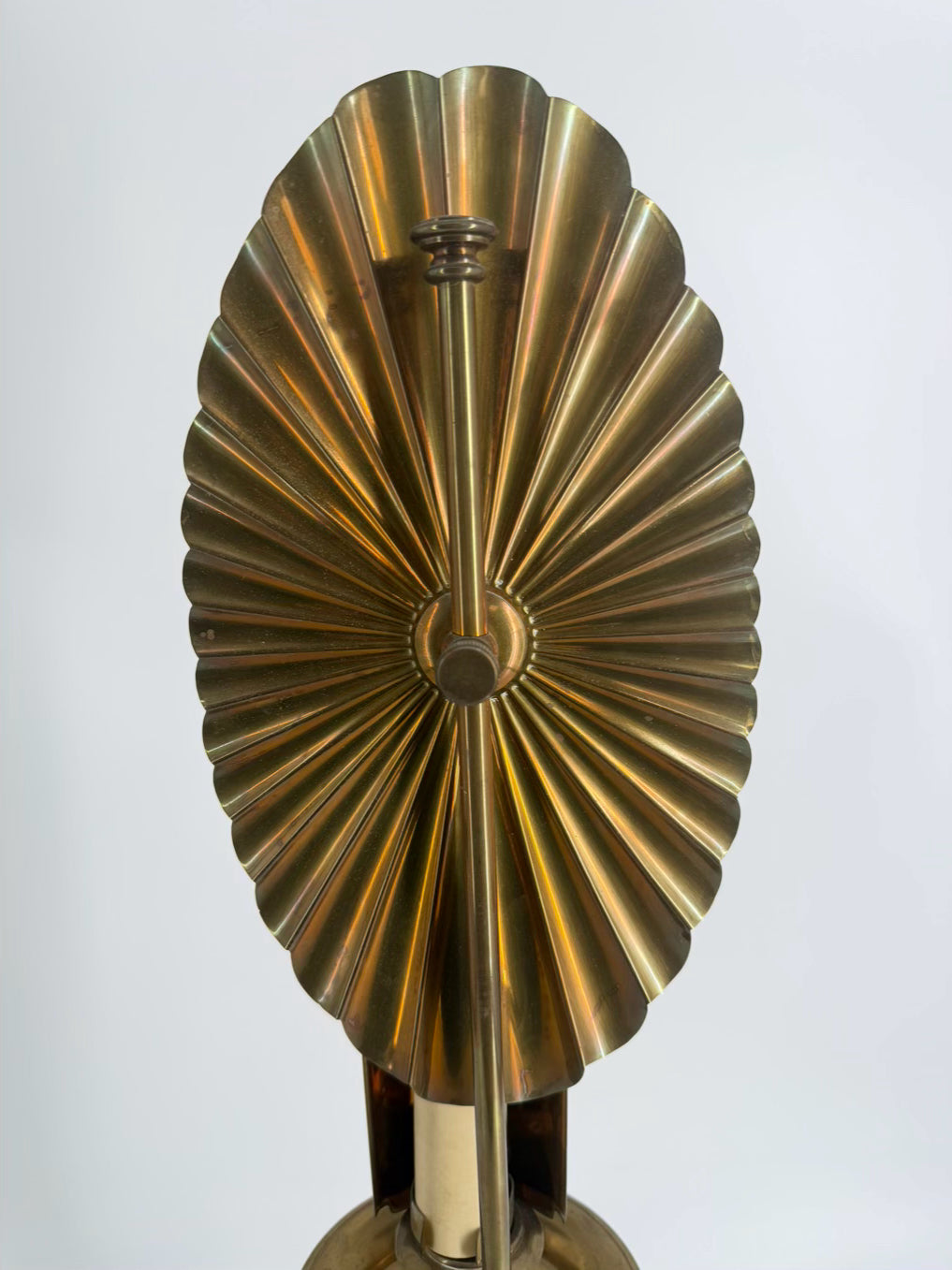 VINTAGE Brass Candlestick Table Lamp w/s Sunburst Reflector