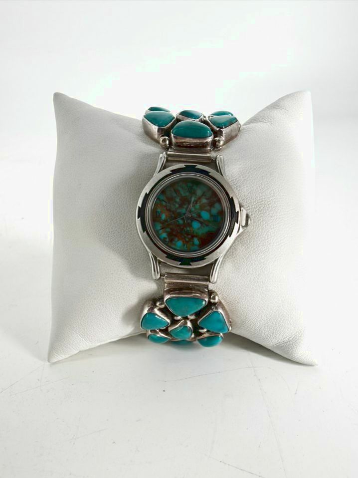 STERLING SILVER Blue Kingman Turquoise Watch