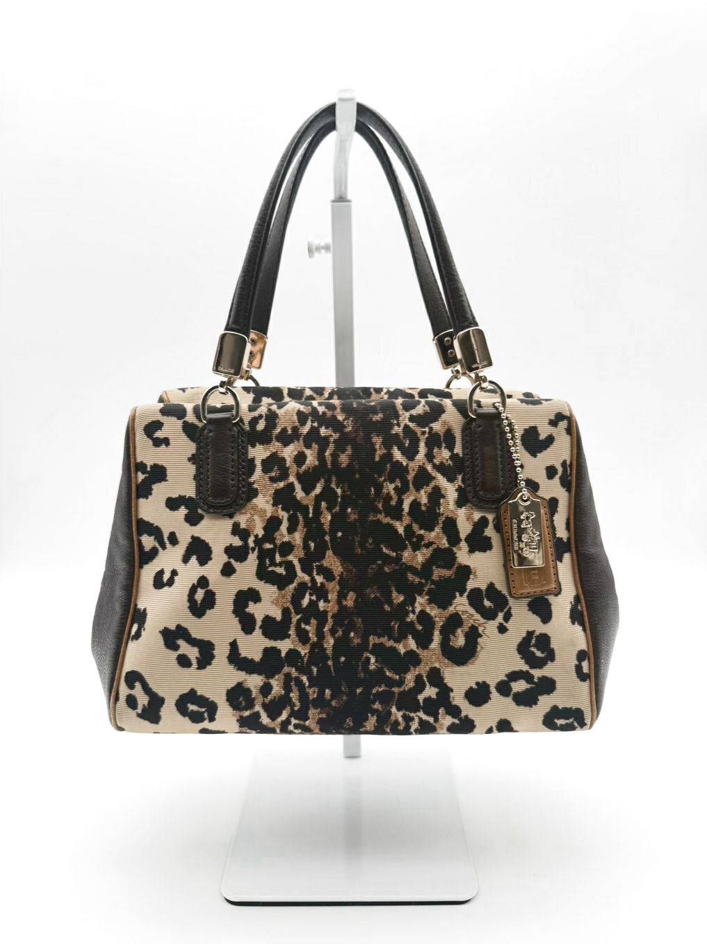 COACH Brown & Black Nylon Animal Print Purse