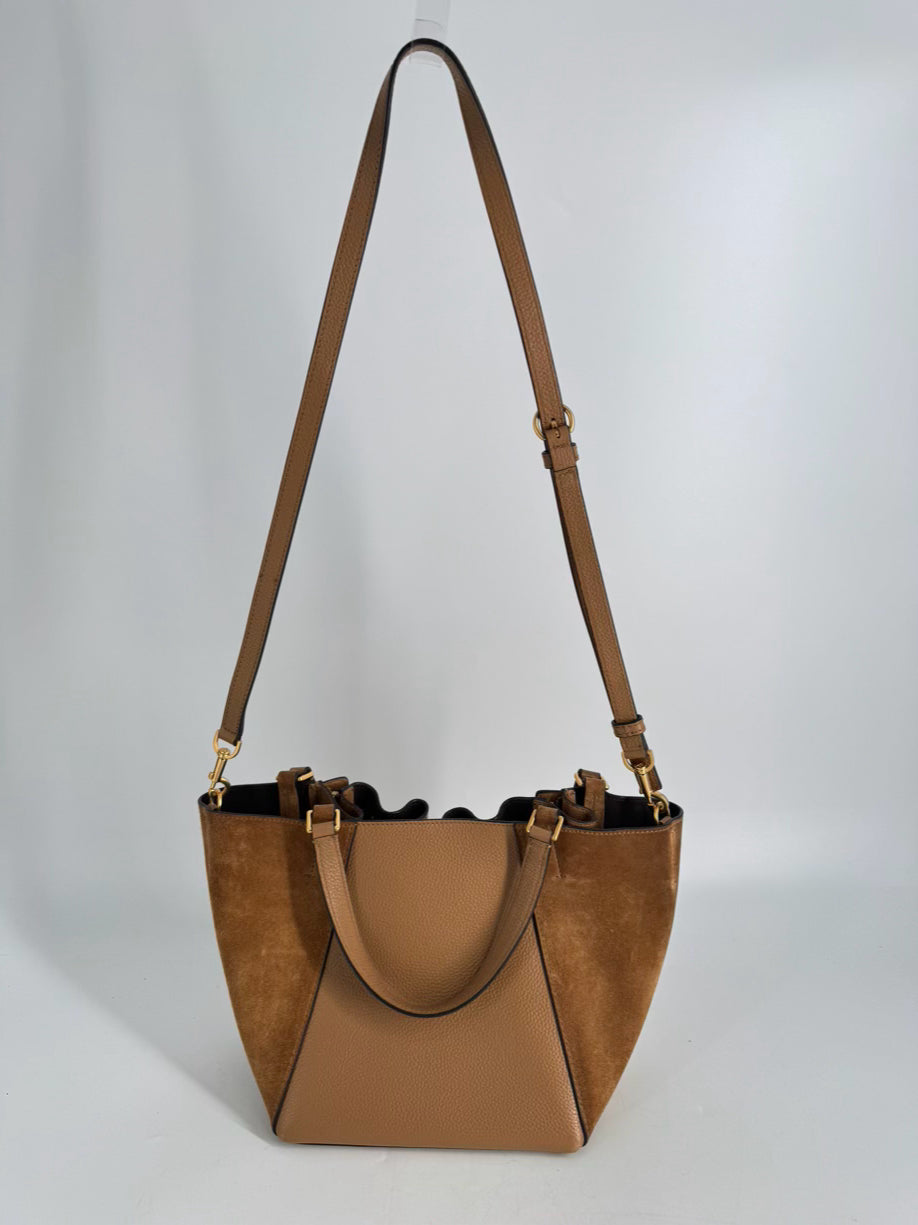 TORY BURCH Cognac Leather McGraw Dragonfly Purse