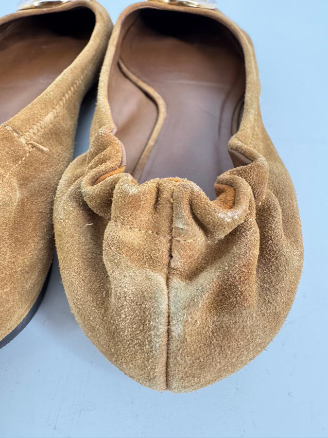 TORY BURCH Size 8 Chestnut Suede Flats