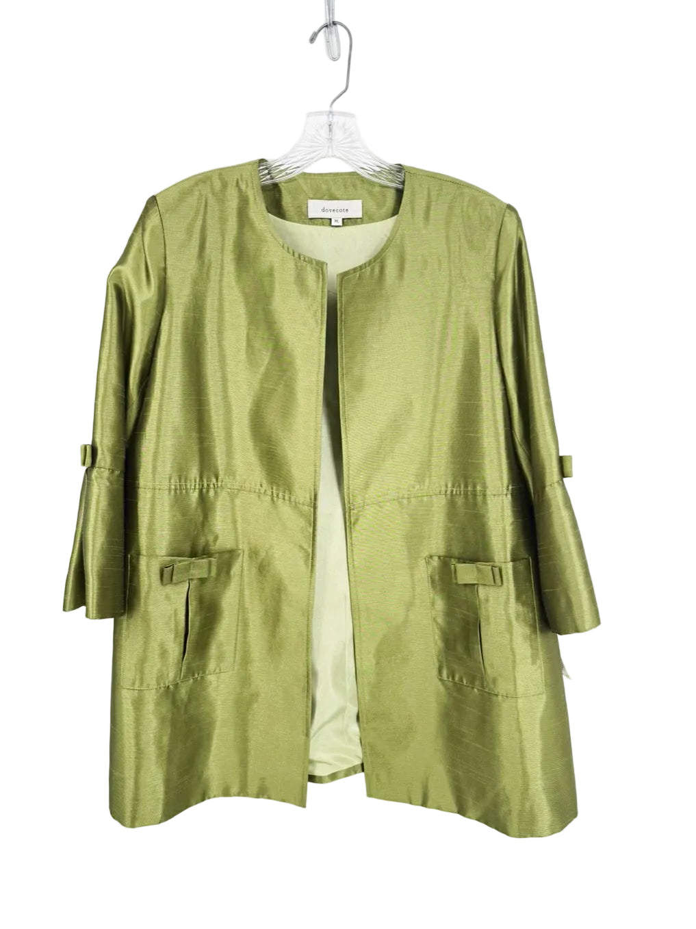DOVECOTE Wmn's Size XL Green Bow Open Front Jacket