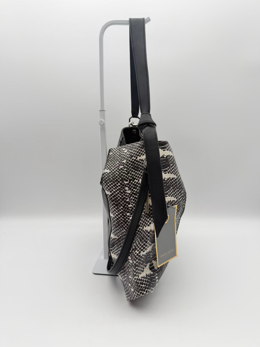 LOUISE ET CIE  Black & White Leather Animal Print Tote Bag NWT