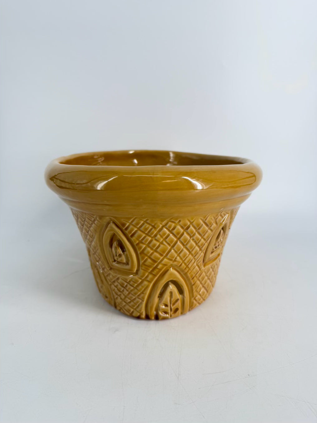 VIETRI Gold Pottery Oval Planter w/ Cutout Design