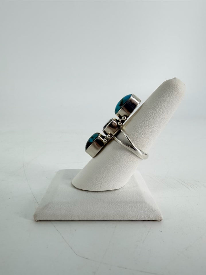 RUNNING BEAR STERLING SILVER Turquoise Look Oval Ring