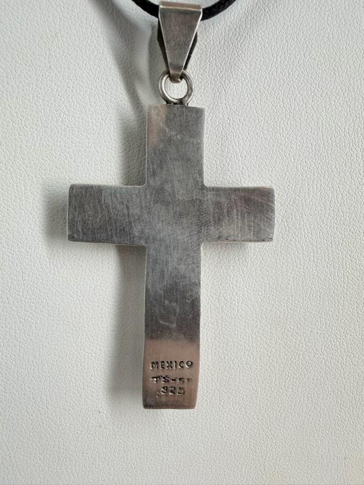 MEXICAN STERLING SILVER Multi Colored Cross Necklace