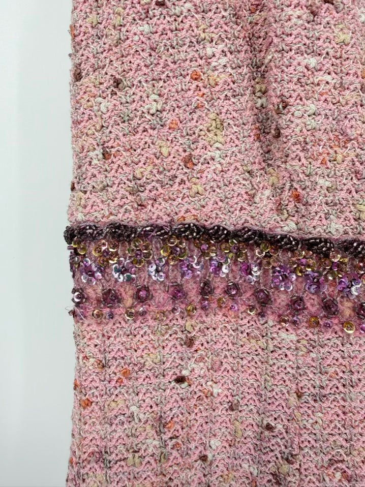 ST JOHN COUTURE Size Wmn's 6 Pink Knit Bead Detail Sleeveless Dress