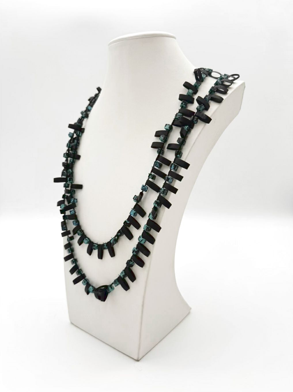 JIANHUI LONDON Blue & Black Recycled Wood & Rubber Necklace
