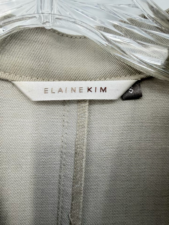 ELAINE KIM Size Wmn's S Khaki Zip Up Romper