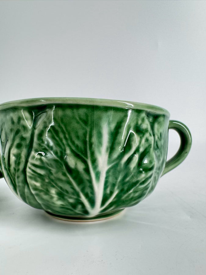 BORDALLO PINHEIRO Green Cabbage Leaf Set of 4 Cups & Saucers