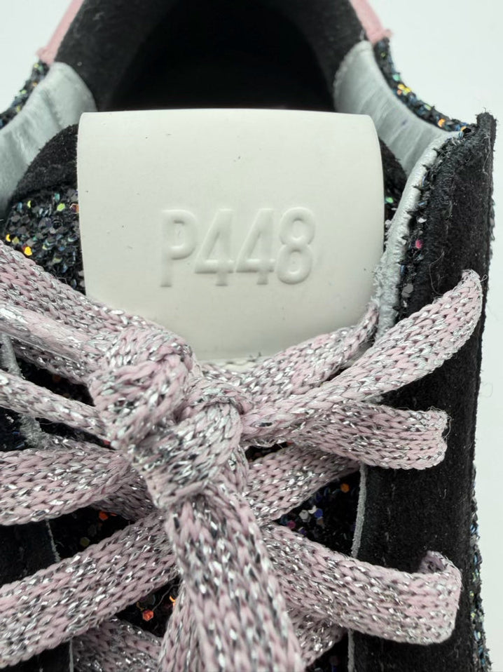 P448 WMNS Size 38 Black Sparkle Sneakers