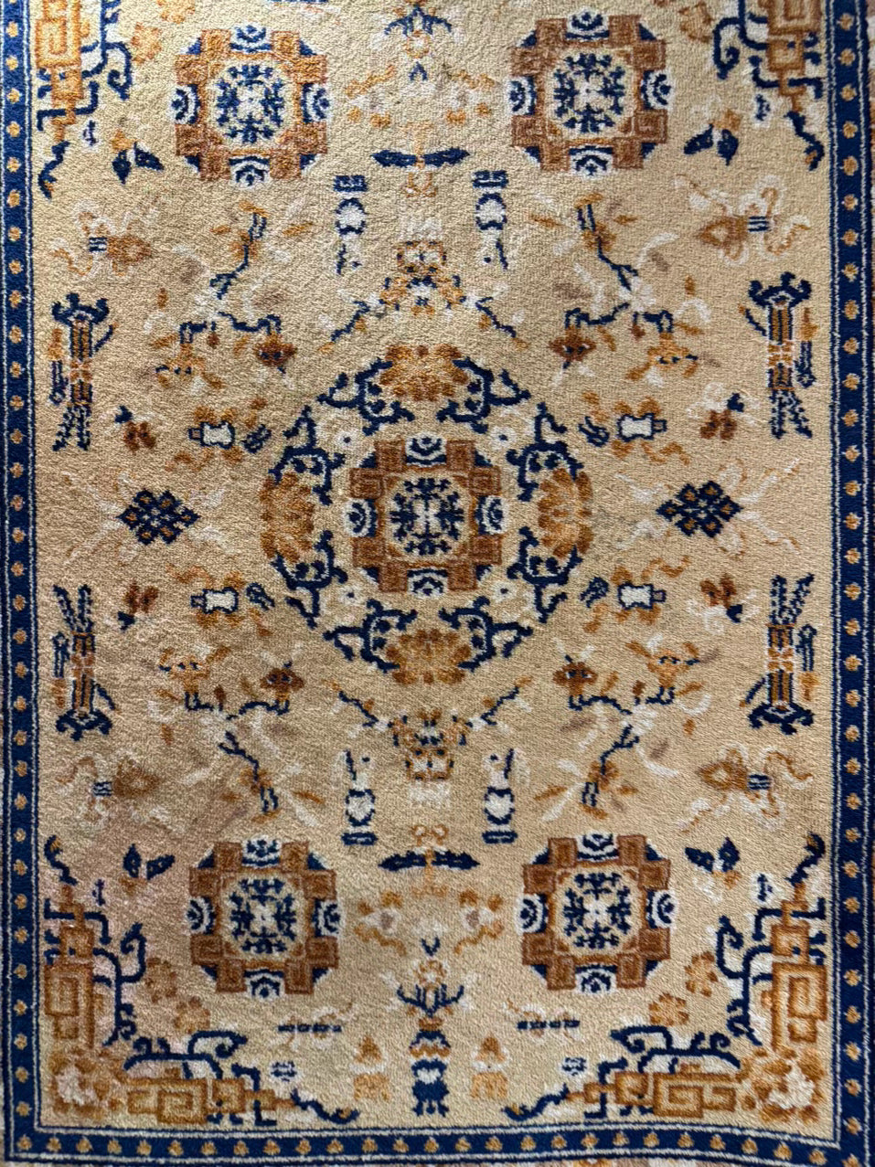 Gold Oriental Wool Area Rug
