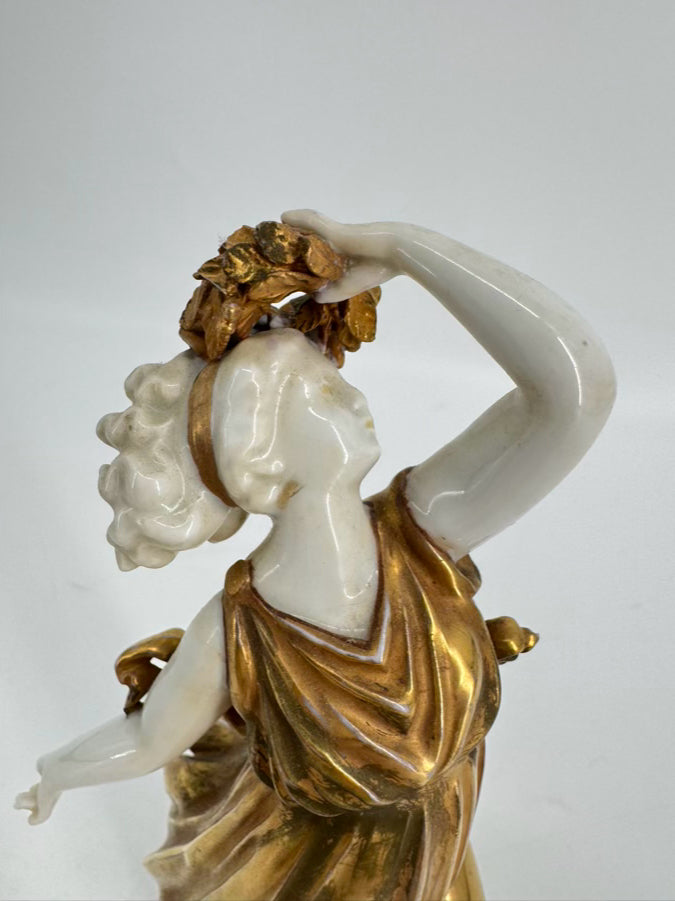 ERNST BOHNE & SOHNE Gold & White Dancing Lady Figurine