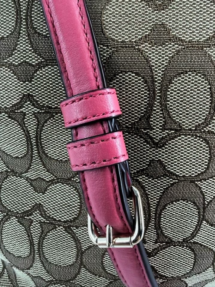 COACH Outline Signature File Brown & Pink Monogram Bag