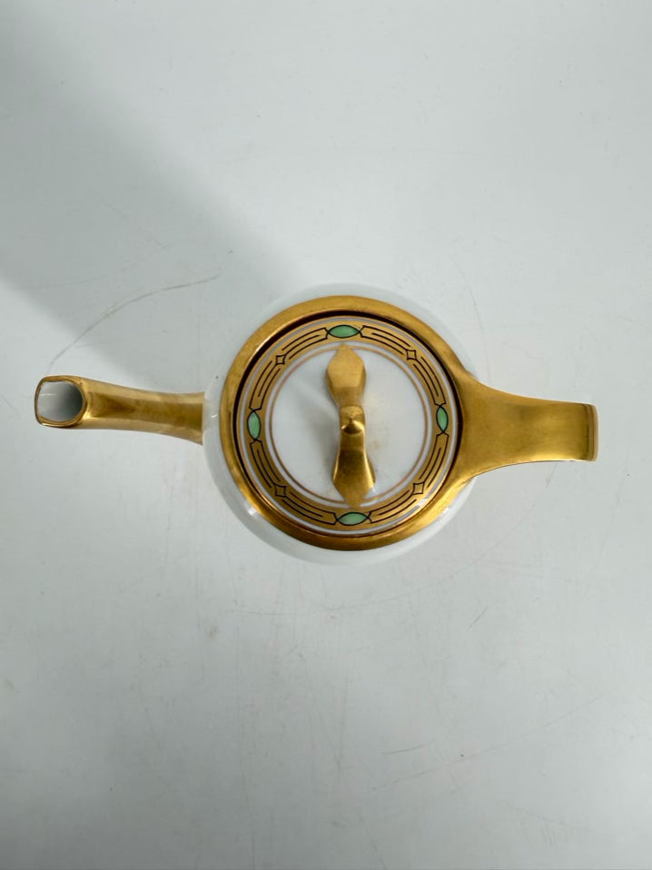 RS GERMANY White, Green & Gold Porcelain Coffee Service Setting For 5