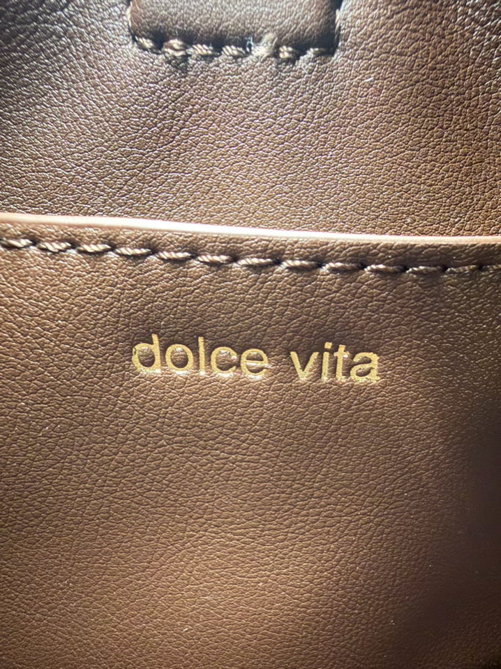 DOLCE VITA Brown & Cream Leather & Animal Print Purse NWT