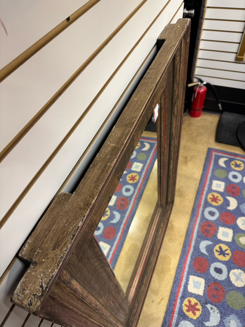 Brown & Red Wood Stencil Design Mirror