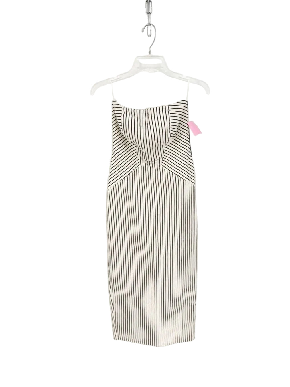NOCTURNE Size M Beige & Navy Stripe Strapless Dress