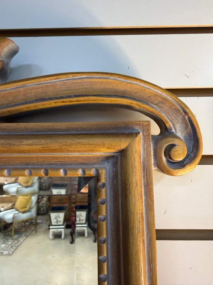 CAROLINA MIRROR Natural Wood Mirror w/ Shell Design