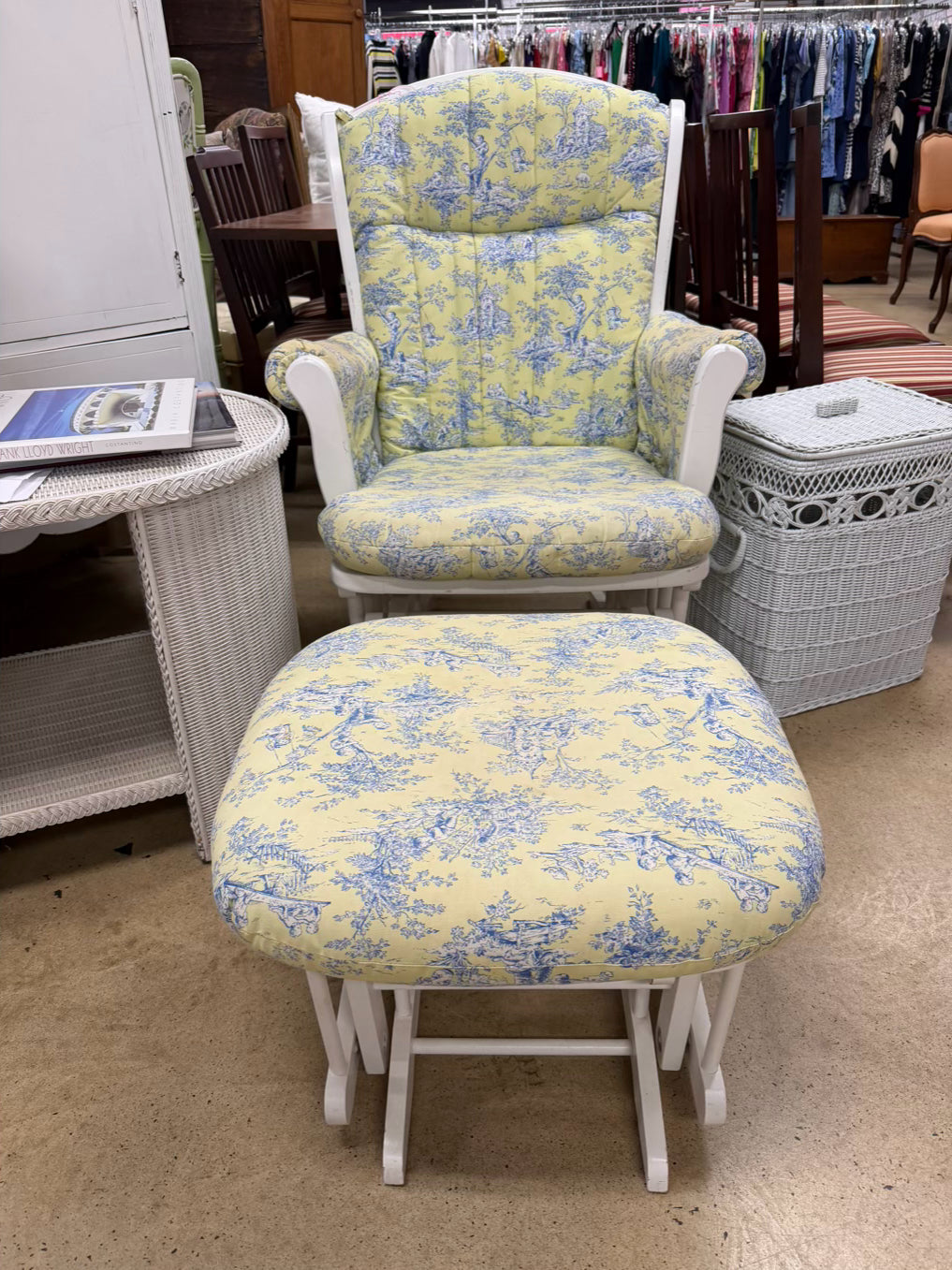 DUTAILIER White Glider Rocker Chair
