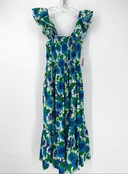 MILLIE Size S Blue & Green Floral Maxi-Dress