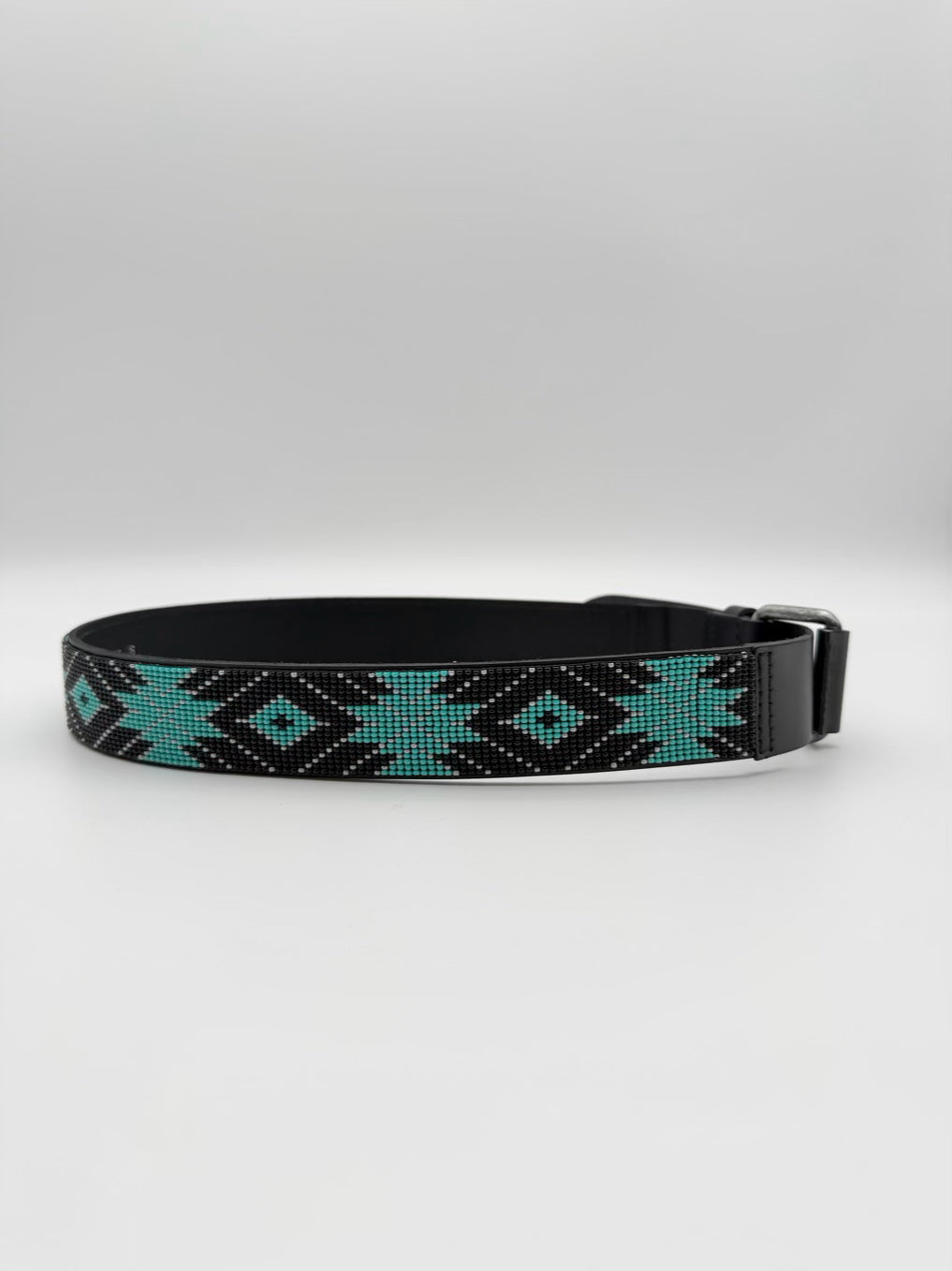 SAMBBOHO Black & Teal Small Beaded Belt