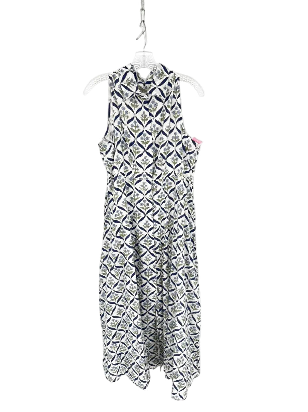 LIVRO Size Wmn's L Cream & Navy Sleeveless Floral Maxi-Dress