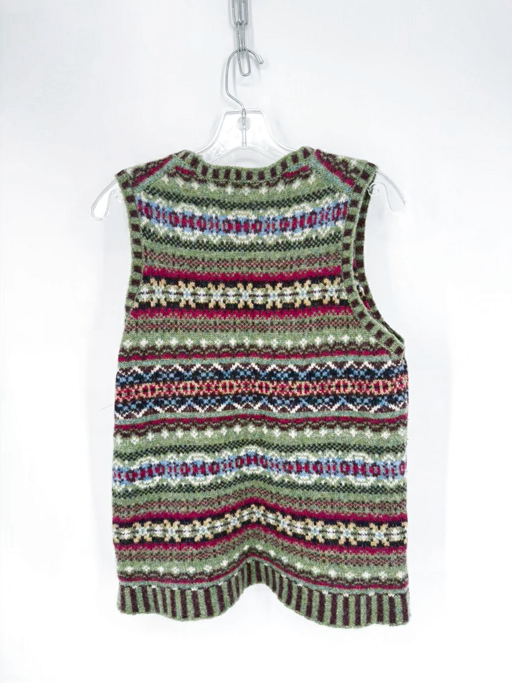 ERIBE Wmn's Size XL Green & Purple Wool Sweater Vest
