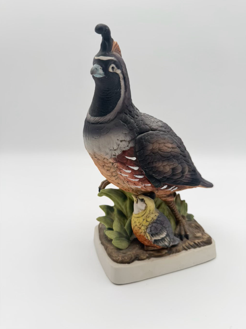 Gray/Green/Brown Porcelain California Quail Figurine