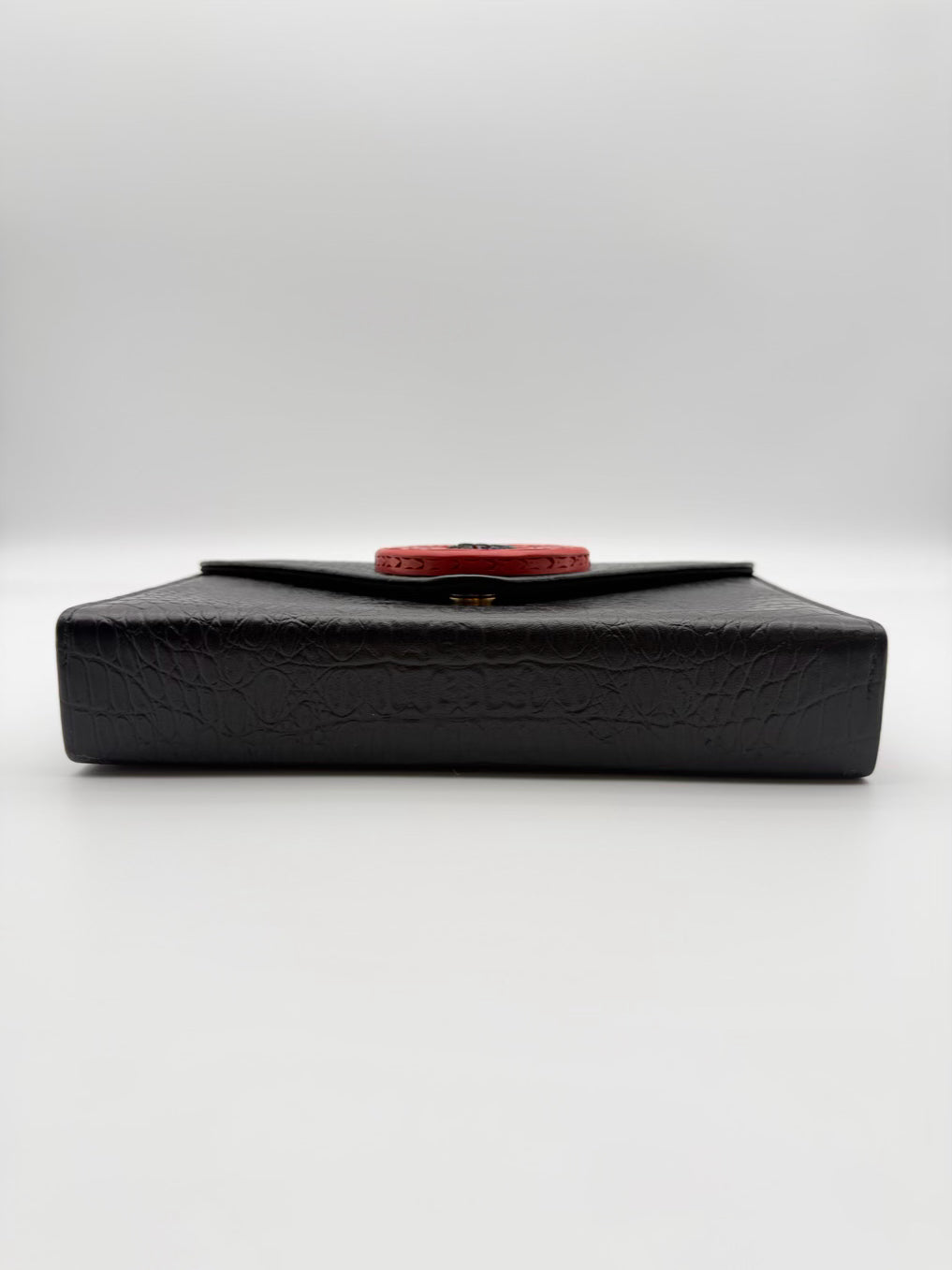RAFAEL SANCHEZ Red & Black Embossed Evening Bag w/ Cinnabar Detail