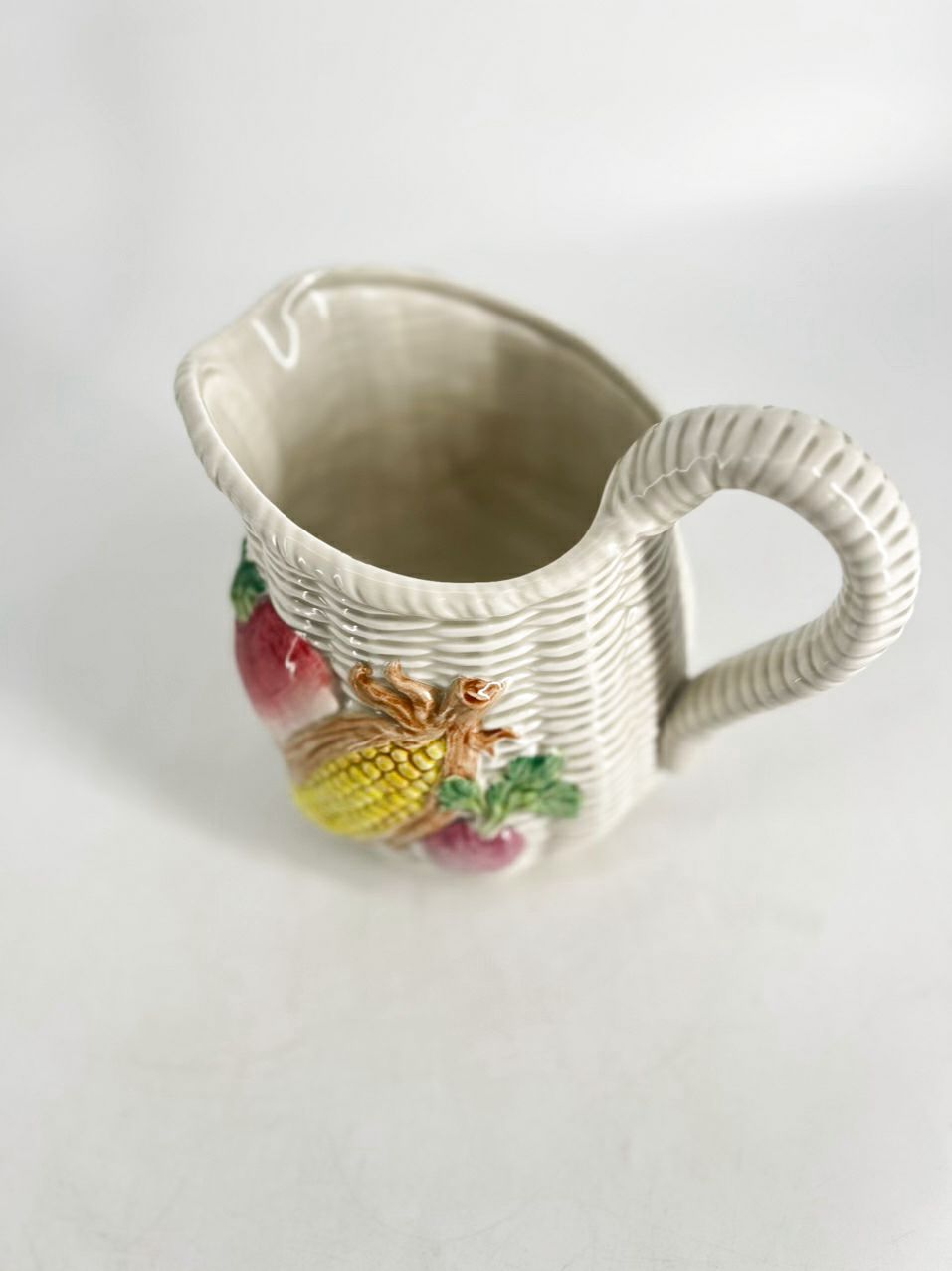 FITZ & FLOYD White, Green & Red Ceramic Vegetable Pitcher