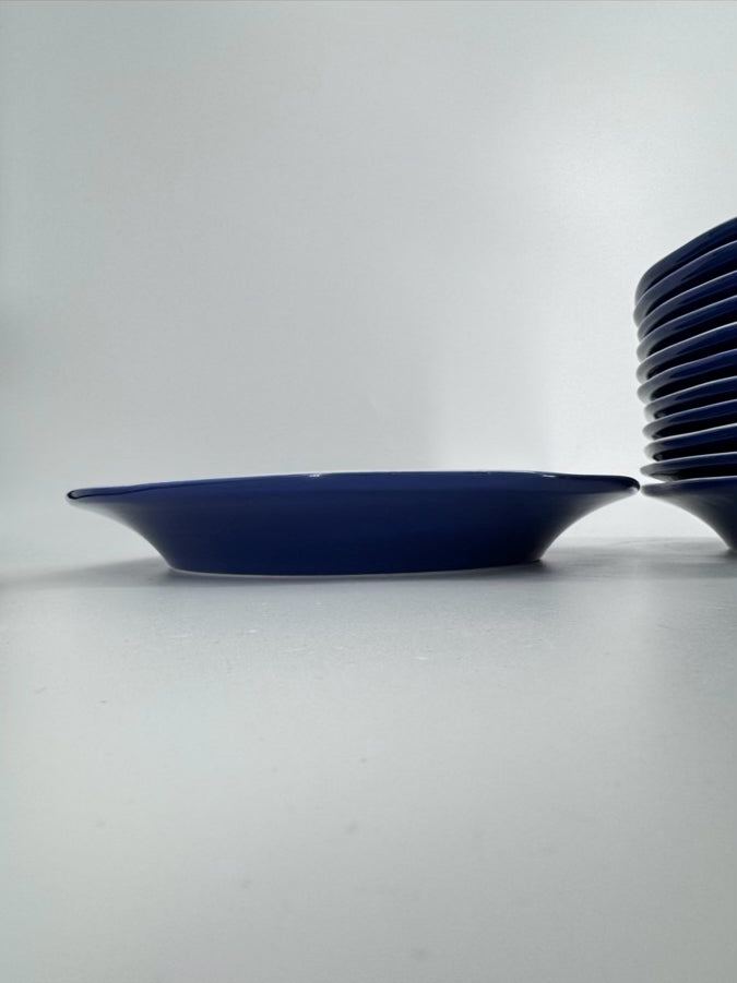 VIETRI Blue & White Trim Ceramic Set of 12 Viva Dinner Plates