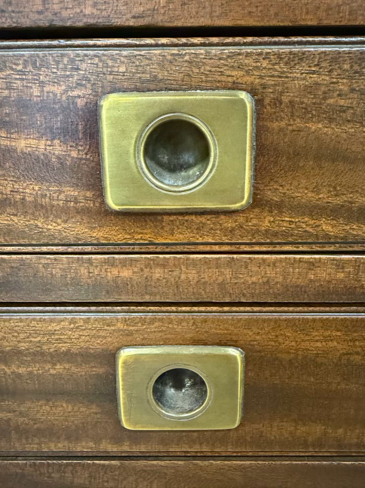 Wood Campaign Silver Chest w/ 3 Drawers