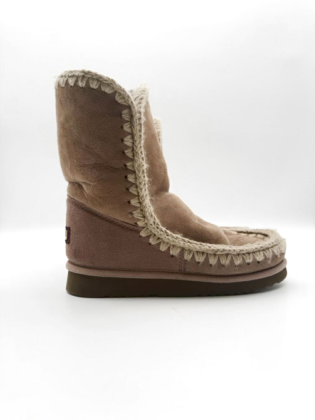 MOU WMNS Size 8.5 Taupe Crochet Detail Booties