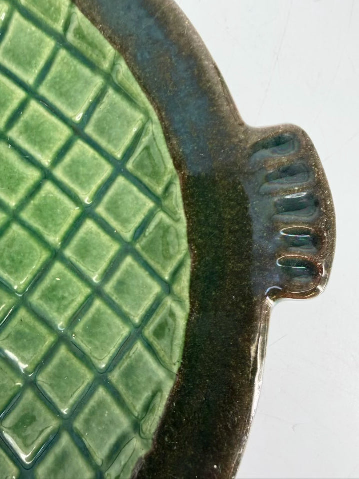 ANDERSON & JOHANNSON Green Höganäs Pottery Fish Plate Setting For 6