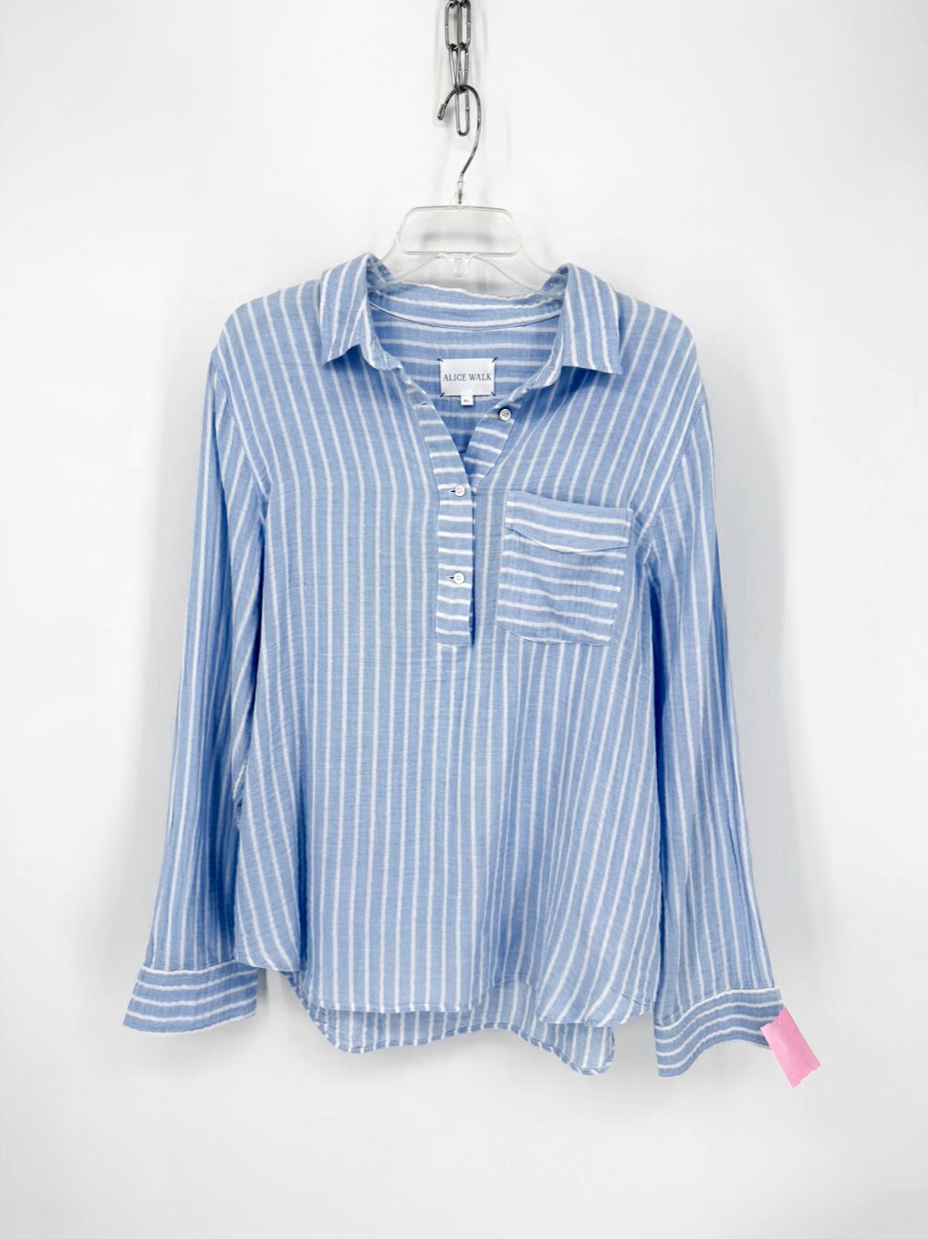ALICE WALK Size XL Sky Blue Stripe Blouse