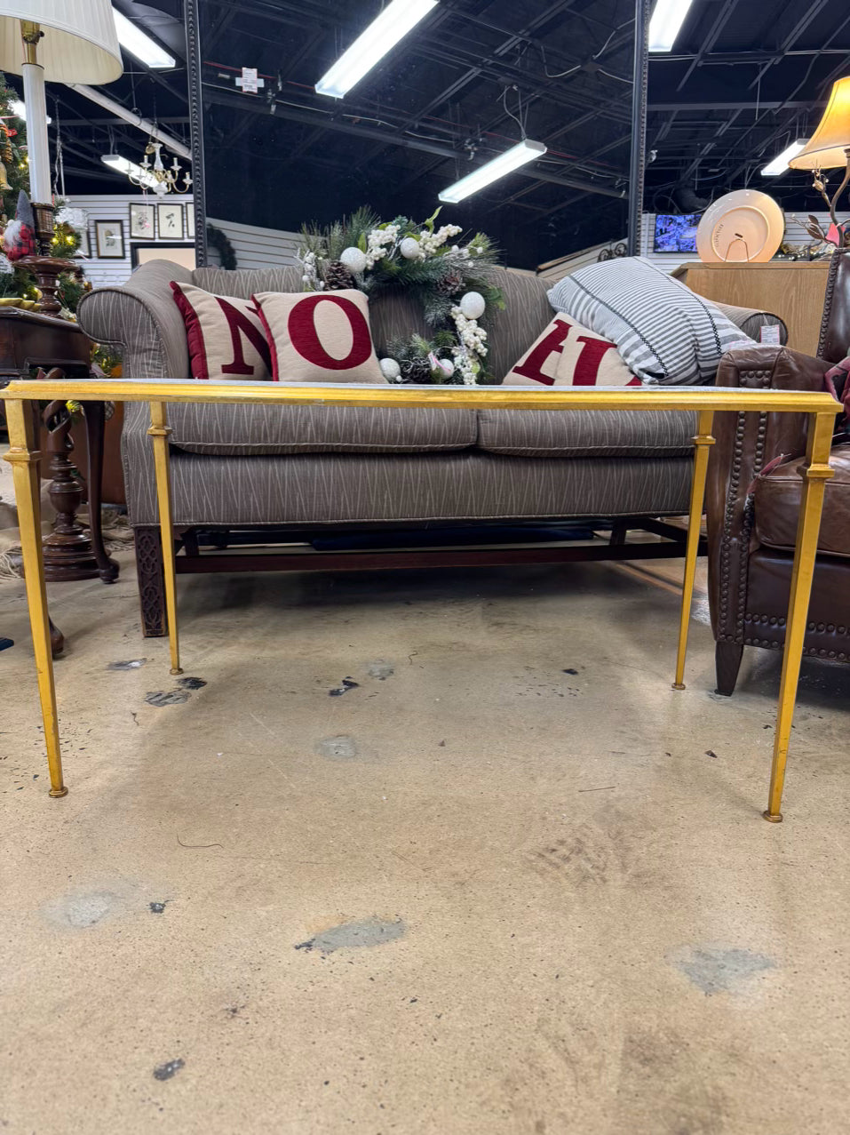 LILLIAN AUGUST Gold Mirror Top Coffee Table