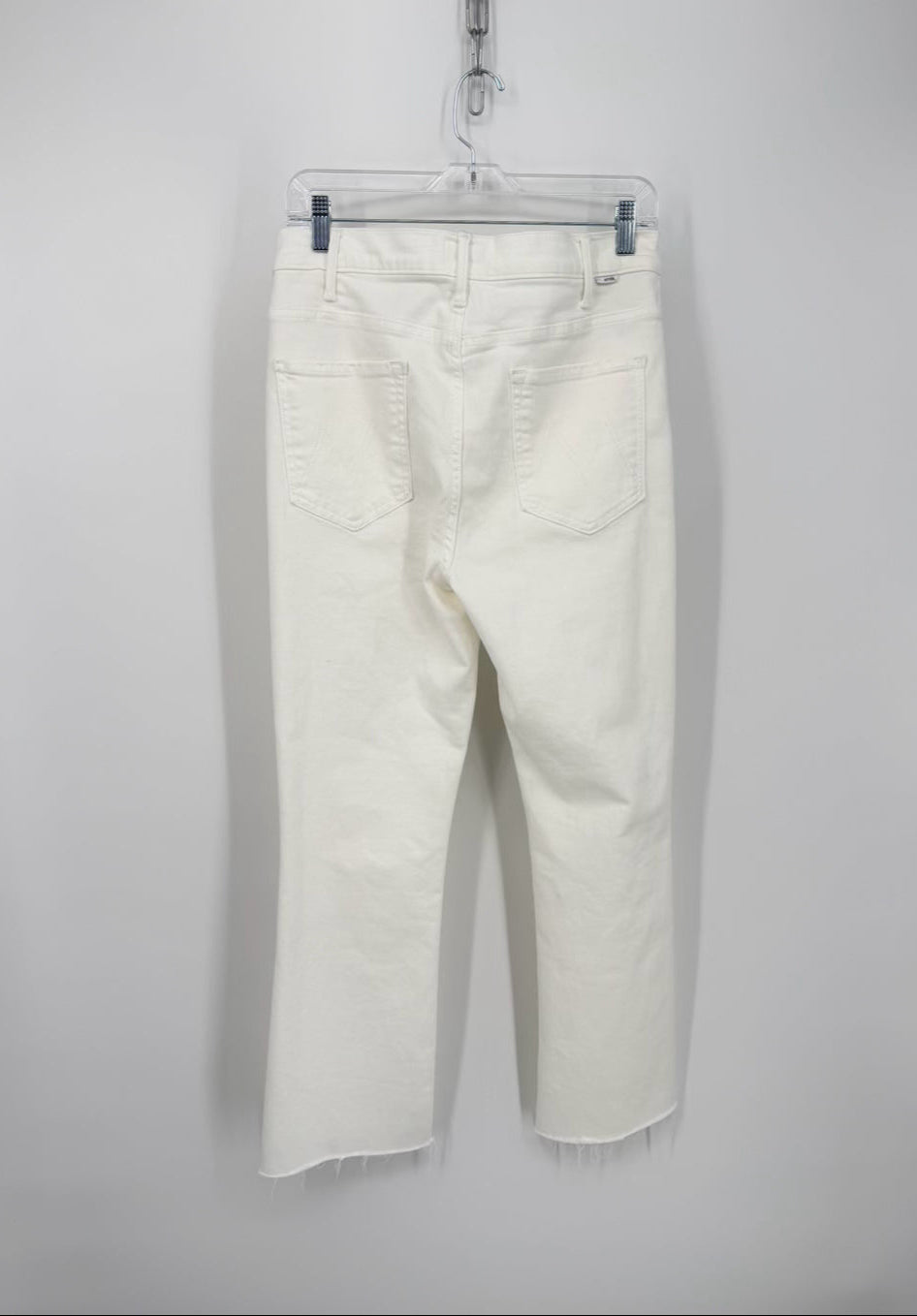 MOTHER Size 31 Cream Denim Frayed Jeans
