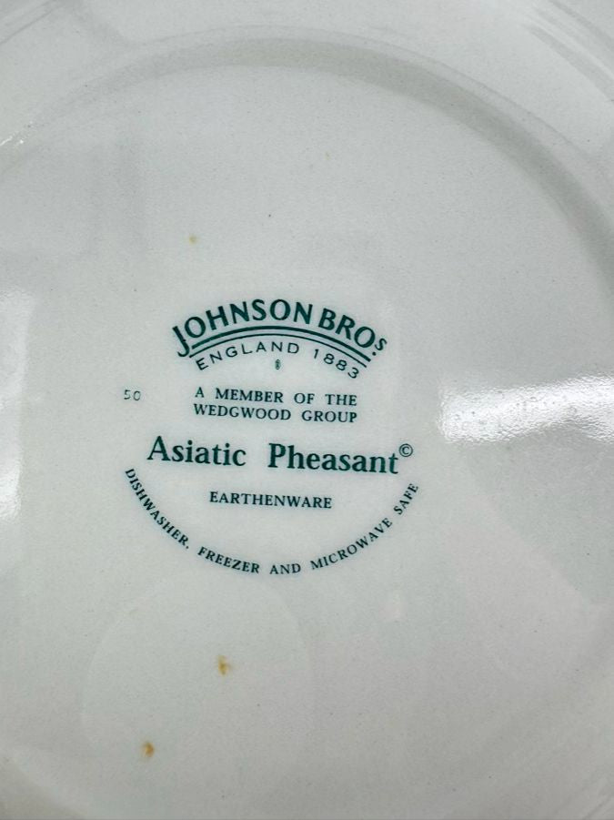 JOHNSON BROS. Blue & White Porcelain "Asiatic Pheasant" Set of 9 Salad Plates